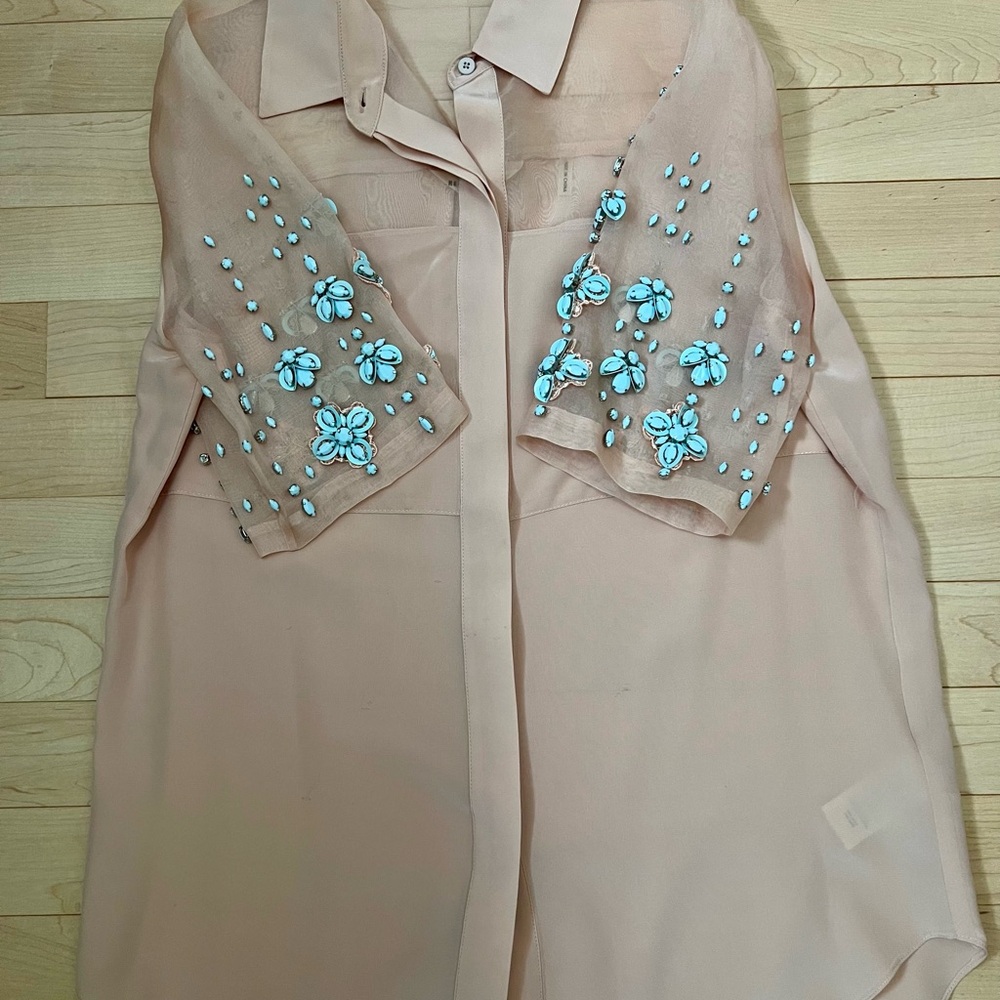 Silk and Sequin embellished top. Rebecca Taylor. - Picture 2 of 9
